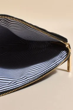 Adorne Becca Pattern Quilt Pouch | Black