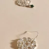 Adorne Fallon Stone Drop Filigree Hook Earrings | Green/Silver
