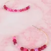 Adorne Fine Stone Hoop Earrings | Hot Pink & Gold