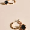 Adorne Glass Drop Hoop Earrings | Blue/Gold