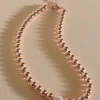 Adorne Imogen Metal Ball Pearl Mix Necklace | Rose Gold