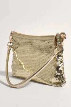 Adorne Iris Sequin Handbag | Gold