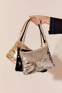 Adorne Iris Sequin Handbag | black