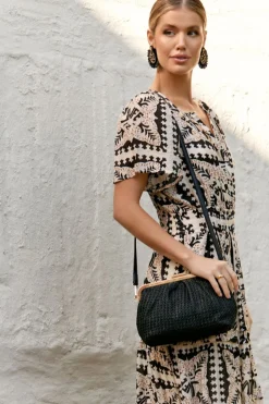 Adorne Isabelle Woven Cross Body Bag | Black