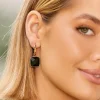 Adorne Jewel Drop Mini Hoop | Black