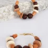 Adorne Kenya Mixed Bead Hoops | Tan Multi