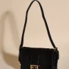 Adorne Logan Sequin Baguette Bag | Black/Gold
