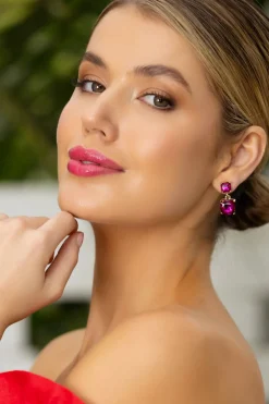 Adorne Lottie Drop Jewel Earrings | Emerald