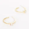 Adorne Mini Chain & Diamante Hoop Earrings | Gold/Crystal