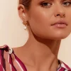 Adorne Organic Shape Pearl Drop Earrings | Gold/Cream