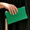 Adorne Palmer Lined Quilt Pouch | Green