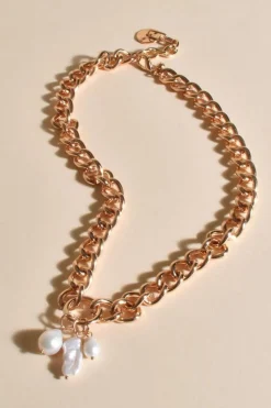 Adorne Pearl Cluster Chain Necklace