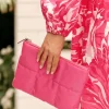 Adorne Stevie Quilted Pouch | Fuchsia