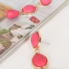 Adorne Trio Stone Drop Earrings | Fuschia