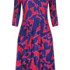 Alquema 3/4 Sleeve Smash Pocket Dress | Cerise Butterflies