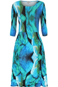 Alquema 3/4 Sleeve Smash Pocket Dress | Aqua Bows