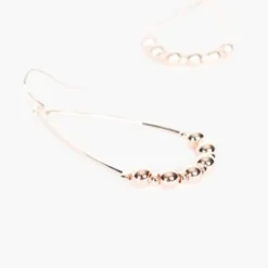 Ball Detail Oval Drop Hook Earrings | Rose