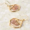 Beaded Teardrop Hook Earrings Nude / Gold