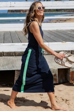 Brunch Skirt | Navy/Neon Green Tape