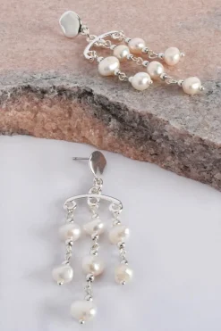 Button top Pearl Chandelier Earrings