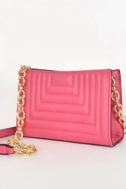 Clara Quilt Patterned Shoulder Bag | Hot Pink