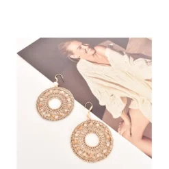Dreamcatcher Beaded Hook Earrings | Gold / Cream