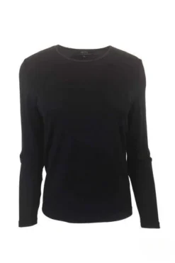 Ebony Satin Crew Neck | Black