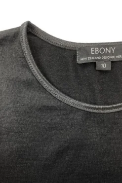 Ebony Satin Crew Neck | Black