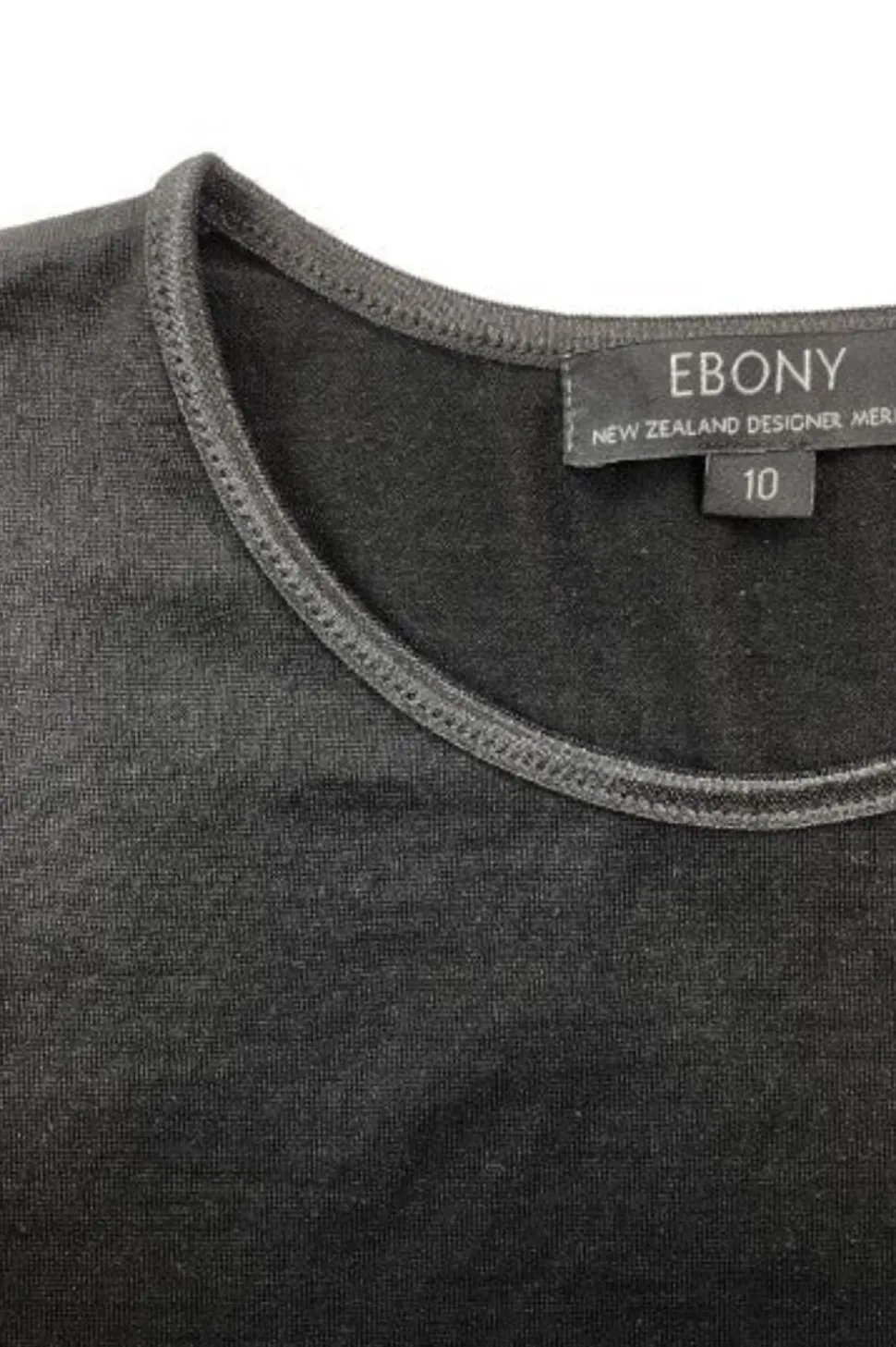 Ebony Satin Crew Neck | Black