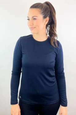 Ebony Satin Crew Neck | Navy