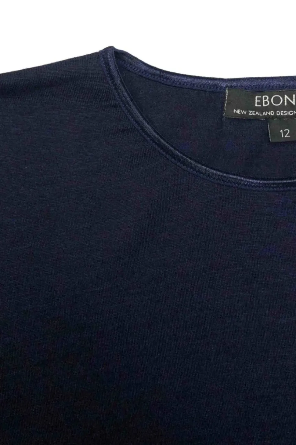 Ebony Satin Crew Neck | Navy