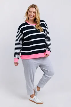 Elm Lifestyle All Sorts Crew | Navy & White Stripe