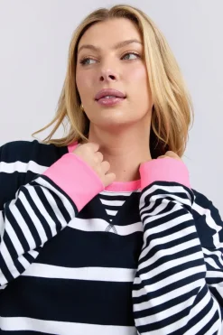 Elm Lifestyle All Sorts Crew | Navy & White Stripe
