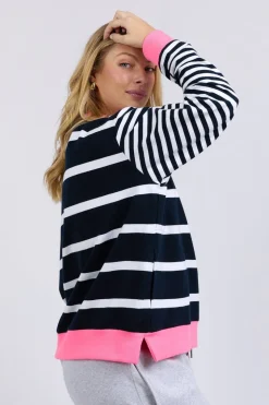 Elm Lifestyle All Sorts Crew | Navy & White Stripe