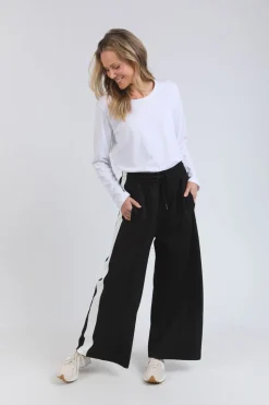 Elm Lifestyle Carmen Wide Leg Pant | Black/Marshmallow