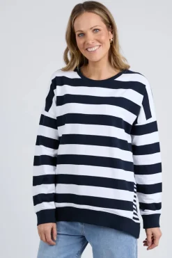 Elm Lifestyle Mill Crew | Navy/White Stripe