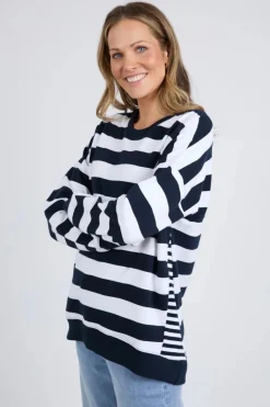 Elm Lifestyle Mill Crew | Navy/White Stripe