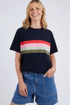 Elm Lifestyle Terra Tee | Navy & White Stripe
