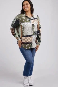 Elm Lifestyle Vetiver Patchwork Shirt | Patchwork Print