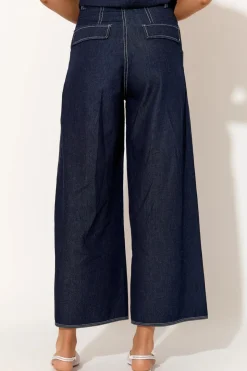Emmie Contrast Stitch Pant | Denim