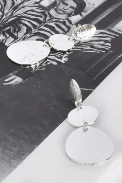 Etched Metal Trio Earrings | Silver