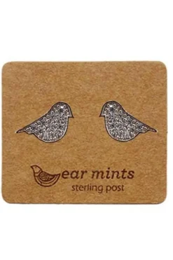 Fabienne Ear Mints Cubic Bird Stud | Silver