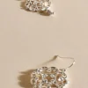 Fallon Stone Drop Filigree Hook Earrings | White/Silver