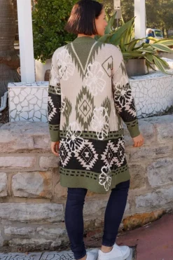 Fashion Express Aztec Cardigan | Olive