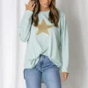Fashion Express Billie Sequin Star Tee | Mint Stripe