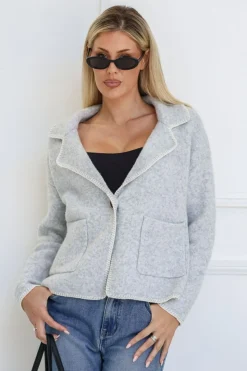 Fashion Express Blanket Stitch Jacket | Grey