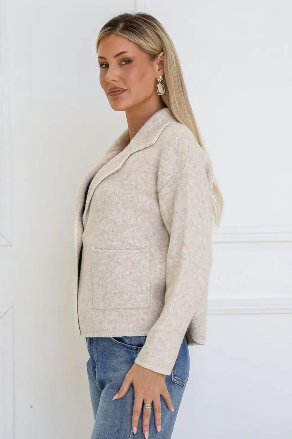 Fashion Express Blanket Stitch Jacket | Latte