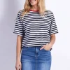 Fashion Express Brunswick Tee | Navy Stripes