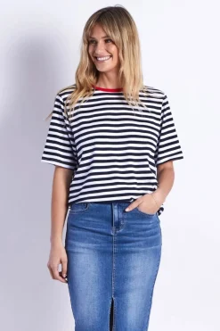Fashion Express Brunswick Tee | Navy Stripes