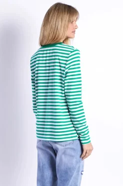 Fashion Express Brunswick Long Sleeve Top | Green Stripes